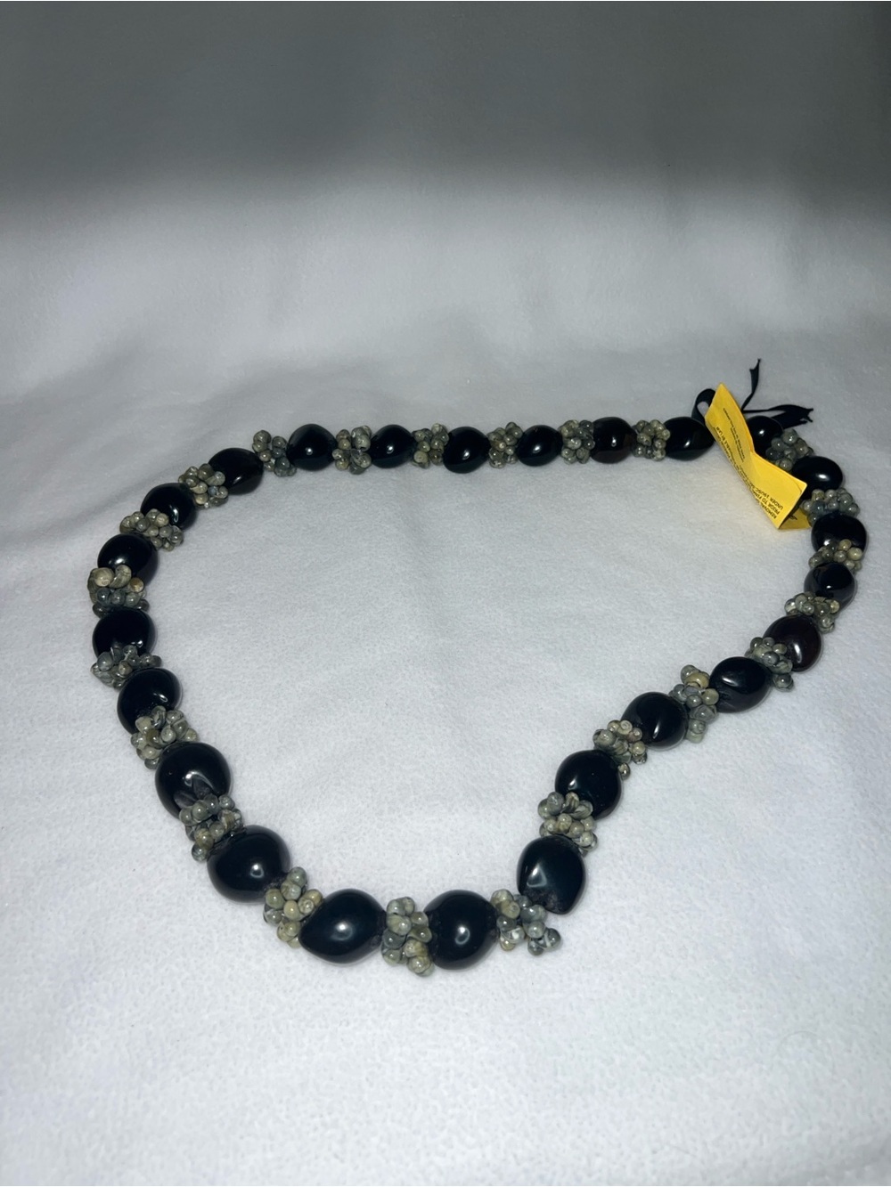 Vintage Hawaii Black Kukui Nut Shell Lei Luau Bead Necklace NWT